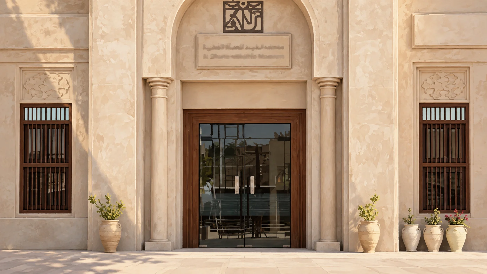 Светлый арочный вход в Al Dhaid Wildlife Museum