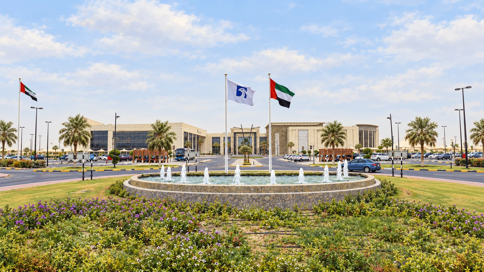 Круглый фонтан перед Al Dhannah Mall