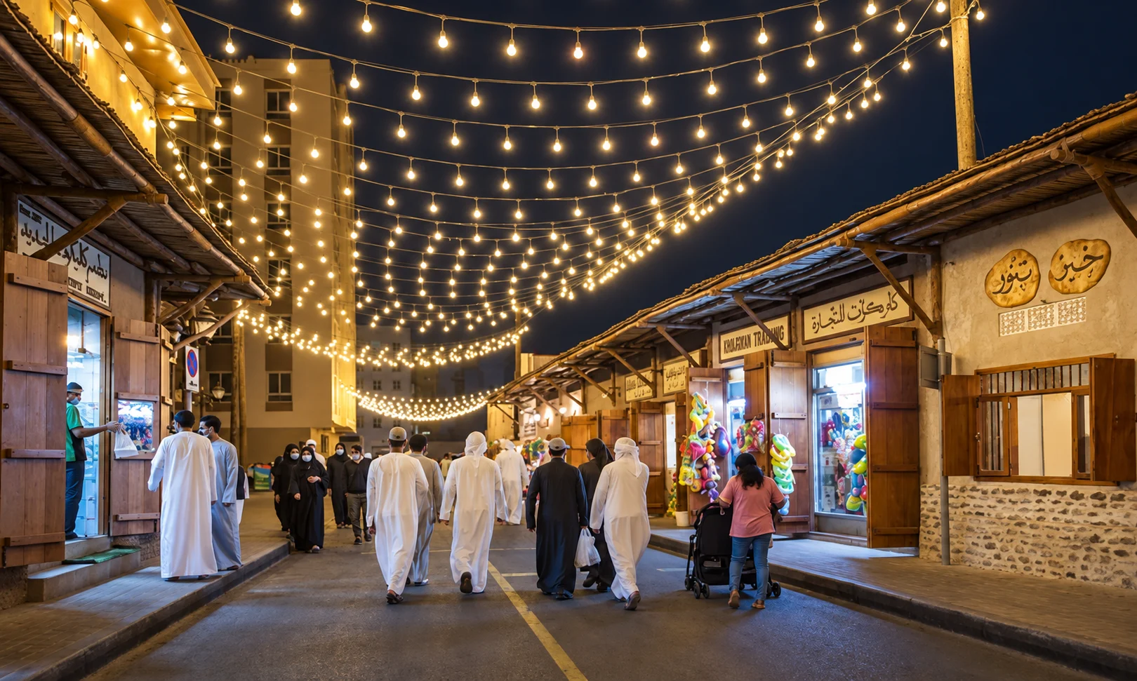 Вечерняя улица Souk Sharq в Хор-Факкане