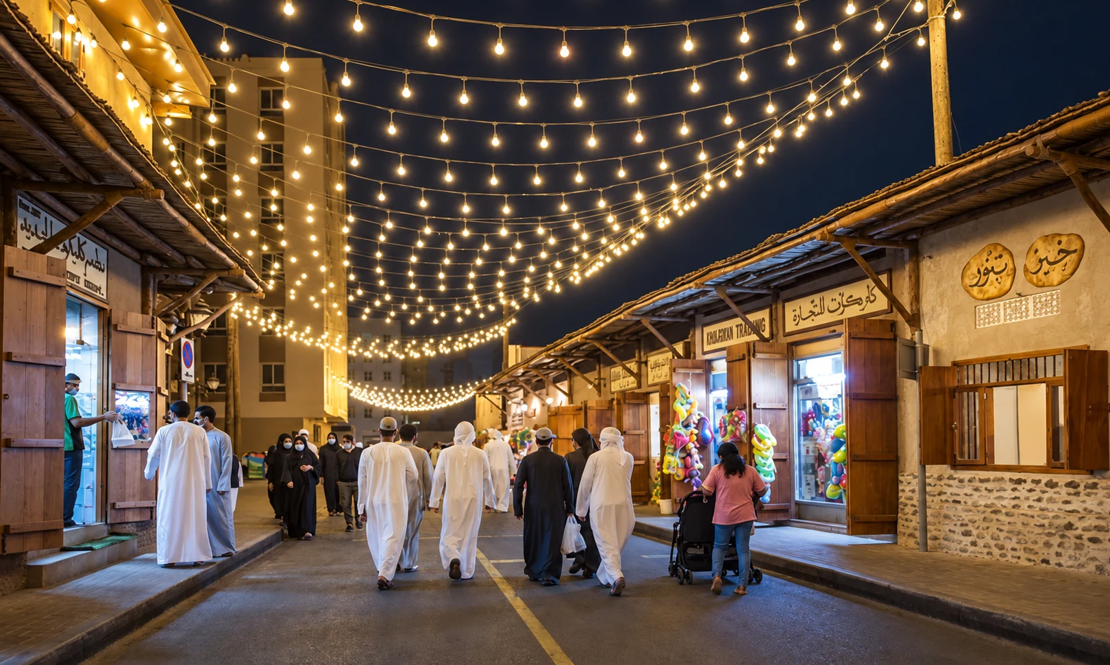 Вечерняя улица Souk Sharq в Хор-Факкане